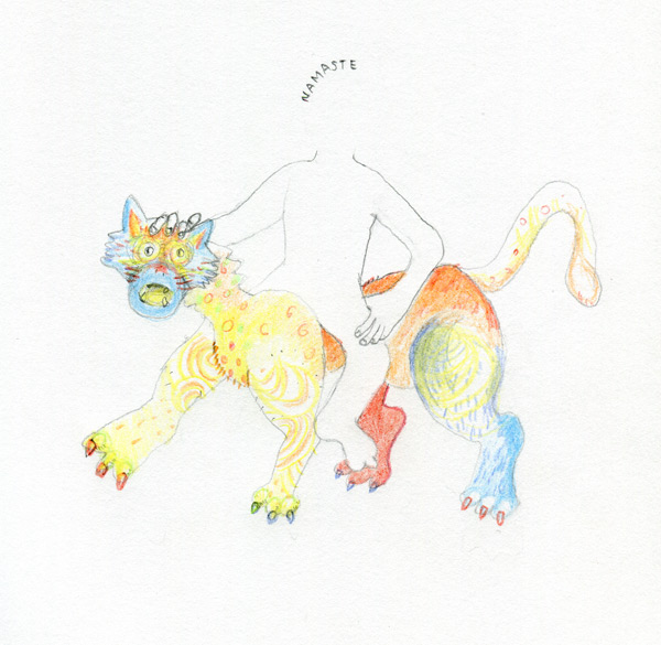 dessin de marie frier, tigre et namaste